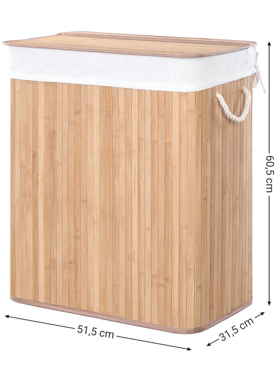 Songmics Coș de rufe Lemn Capotă 51.5x31.5x60.5cm Bej