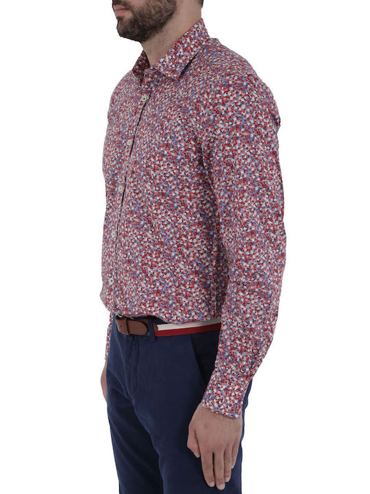 Antony Morato Men's Shirt Long Sleeve Cotton Floral Red