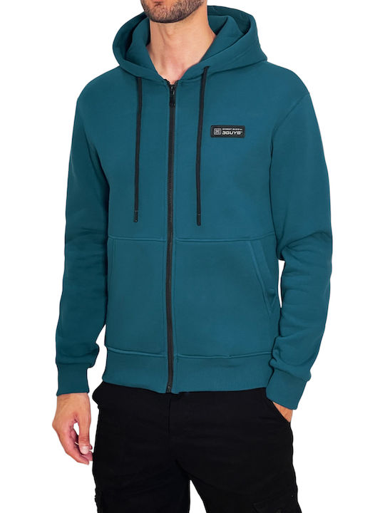 3Guys Men's Sweatshirt Jacket Petrol