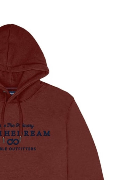 Double Men's Sweatshirt with Hood RED