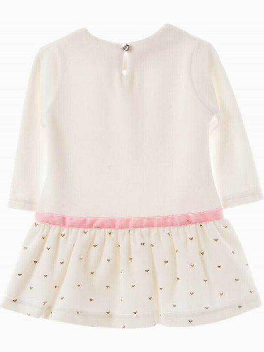 Babylon Kids Dress Velvet Polka Dot Ecru.