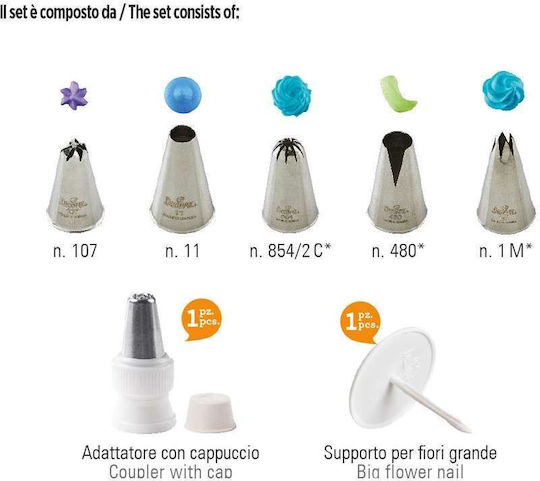 Decora Σετ Κορνέ Ζαχαροπλαστικής Μεταλλικό 9τμχ 0252047