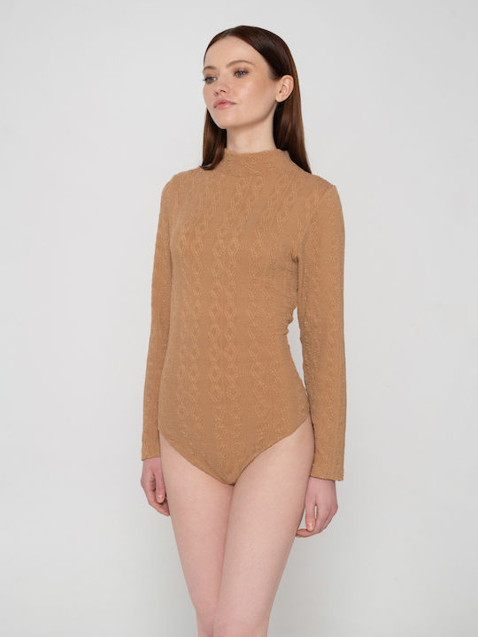 Frauen Bodysuit Rollkragen Mehrfarbig