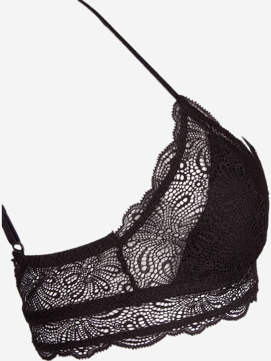 Norddiva Lace Underwear Set with Bralette & Brazil Black