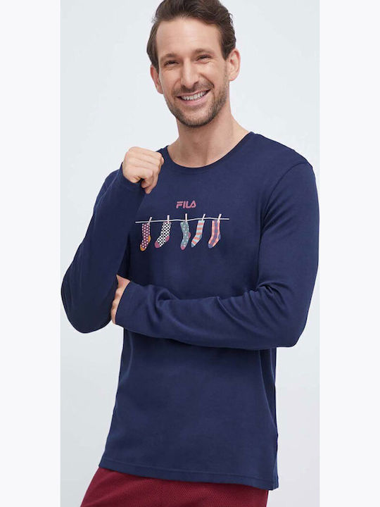 FILA Men's Winter Pajamas Set Dark Blue