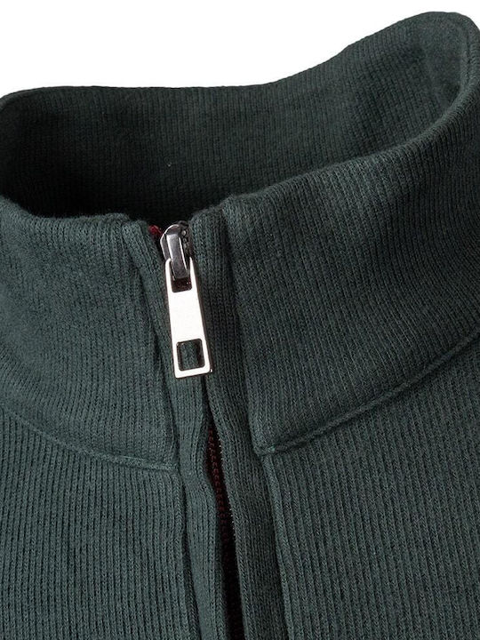 Guy Laroche Men's Long Sleeve Sweater with Zipper Green