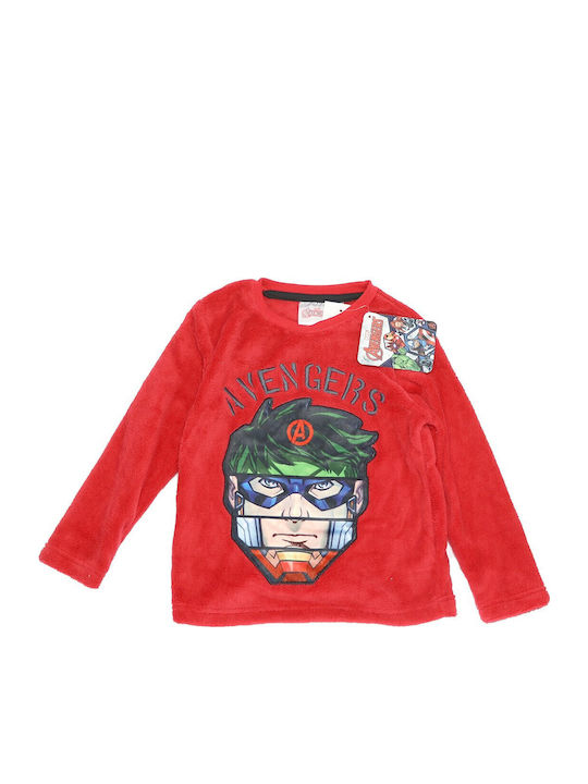 Marvel Παιδική Πιτζάμα Χειμωνιάτικη Fleece κόκκινο