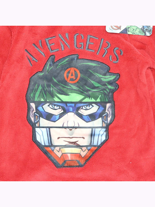 Marvel Παιδική Πιτζάμα Χειμωνιάτικη Fleece κόκκινο