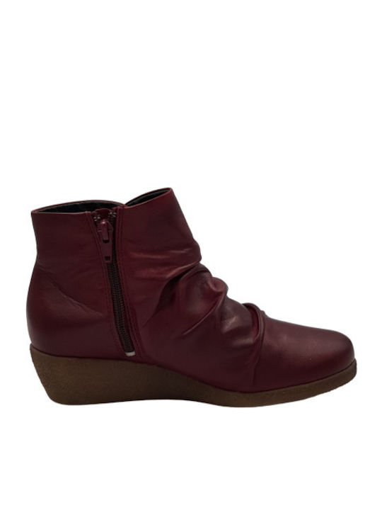 Creator Leather Women's Ankle Boots Platform Burgundy