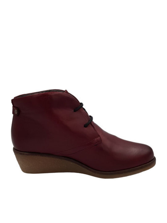 Creator Leather Women's Ankle Boots Burgundy