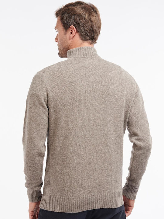 Barbour Essential Lambswool Herren Langarm-Pullover Ausschnitt mit Reißverschluss Men's Sweater ST52-STONE.