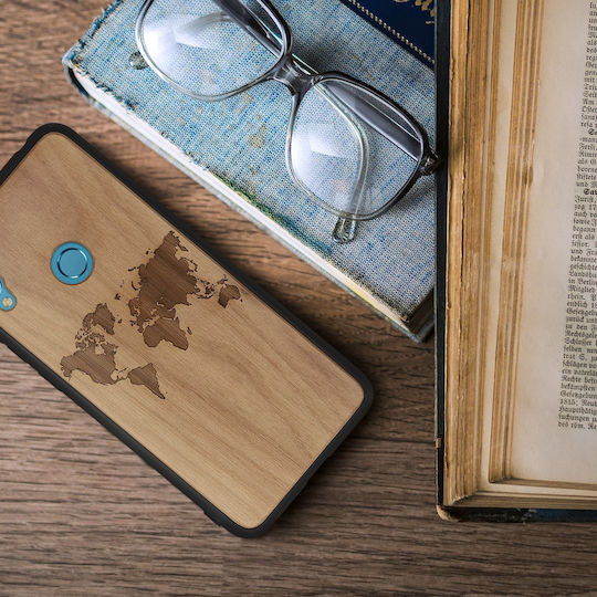 KWmobile Travel Outline Umschlag Rückseite Hölzern (Huawei Y6 Prime 2019)
