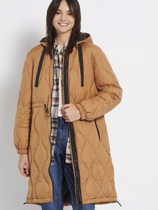 Kurz Damen Puffer Jacke für Winter Braun