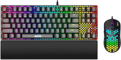 Marvo Gaming Μηχανικό Πληκτρολόγιο Tenkeyless με Custom Blue διακόπτες και RGB φωτισμό (Αγγλικό US) Μπλε