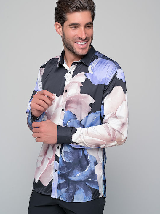 Long-sleeved Shirt Floral Blue