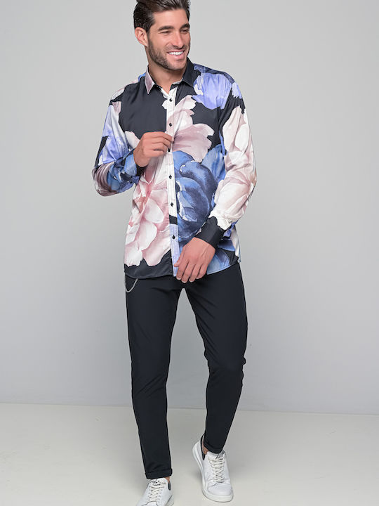 Long-sleeved Shirt Floral Blue