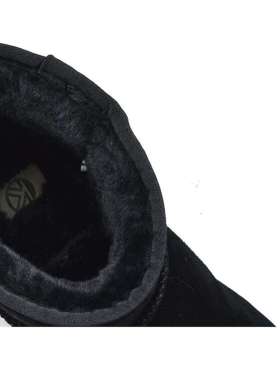 Δερμάτινες Γυναικείες Μπότες με Γούνα Μαύρες