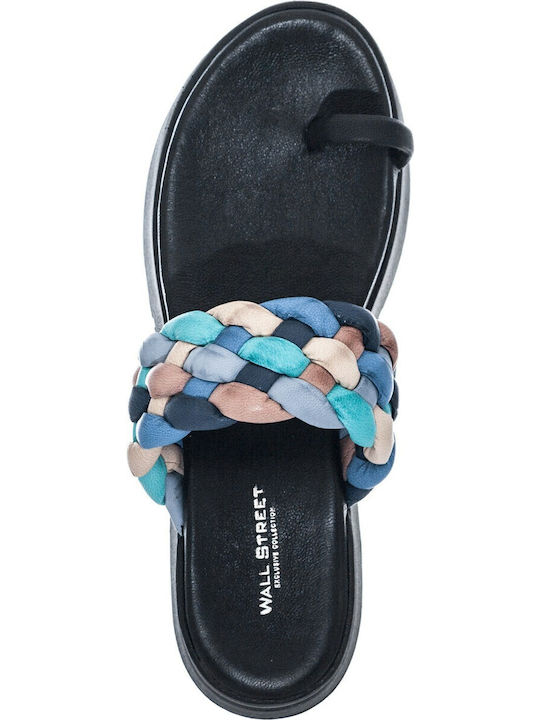 Women's Leather Platform Shoes Blue