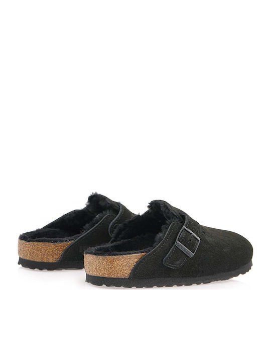 Birkenstock Boston Shearling Suede Papuci de Damă de Iarnă cu