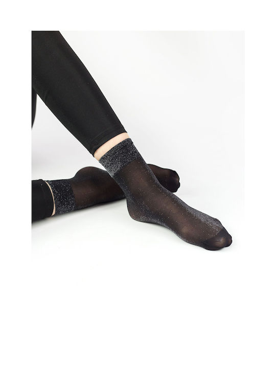 Linea D'oro Women's Socks Black with Print