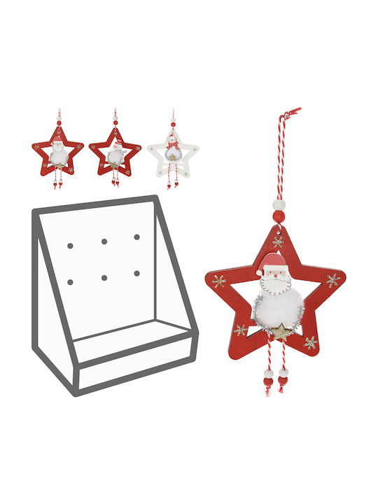 Christmas Wooden Star Ornament Red 12x11cm