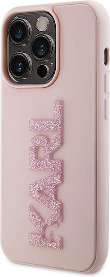 Karl Lagerfeld 3d Logo Glitter Back Cover Σιλικόνης / Πλαστικό Ροζ (iPhone 15 Pro Max)