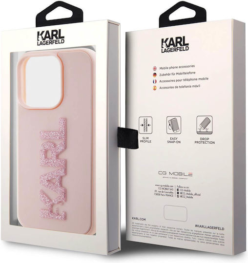 Karl Lagerfeld 3d Logo Glitter Back Cover Σιλικόνης / Πλαστικό Ροζ (iPhone 15 Pro Max)