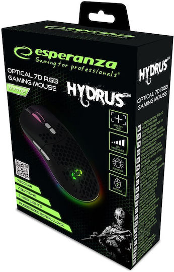 Esperanza EGM702 RGB Gaming Ποντίκι 7200 DPI Μαύρο