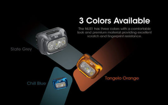 NiteCore Headlamp LED IP66 with Maximum Brightness 550lm Nu31 Gray