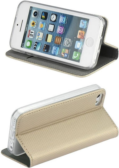 Forcell Smart Magnet Synthetic Leather Book Gold iPhone X / Xs