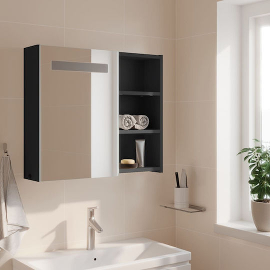vidaXL Badezimmerspiegel LED mit Regal & Schrank 60x13cm Gray