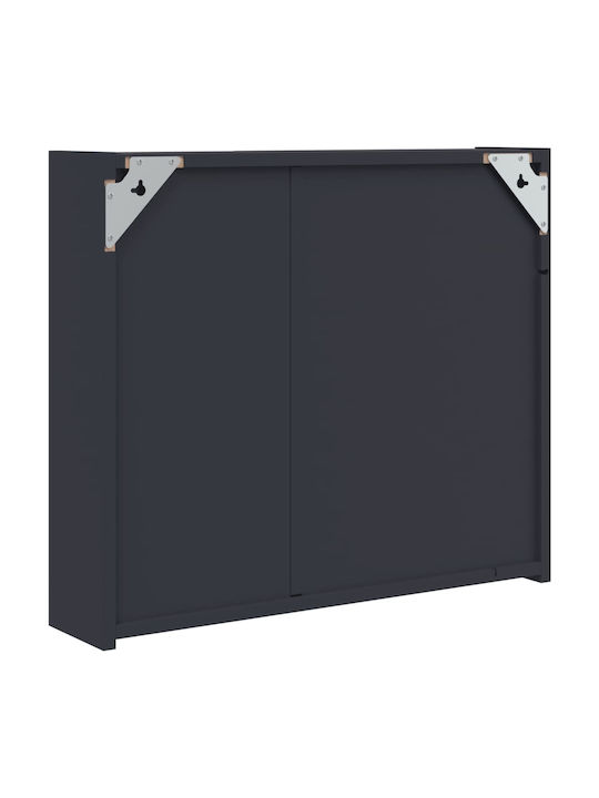 vidaXL Καθρέπτης Μπάνιου Led με Ράφι & Ντουλάπι 60x13cm Γκρι