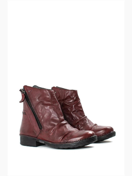 Khrio Leather Women's Ankle Boots Burgundy