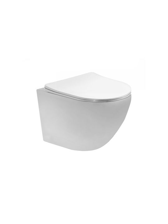 Amco Zara Wall-Mounted Toilet that Includes Slim Soft Close Cover Thermoplast White