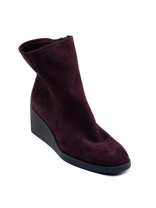 Arche Leather Women's Ankle Boots Platform Burgundy