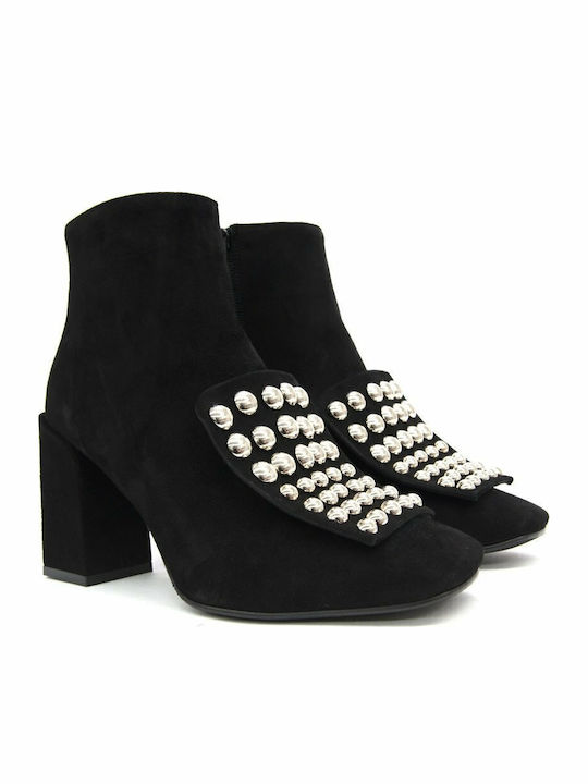 Leder Stiefeletten Damen Schwarz