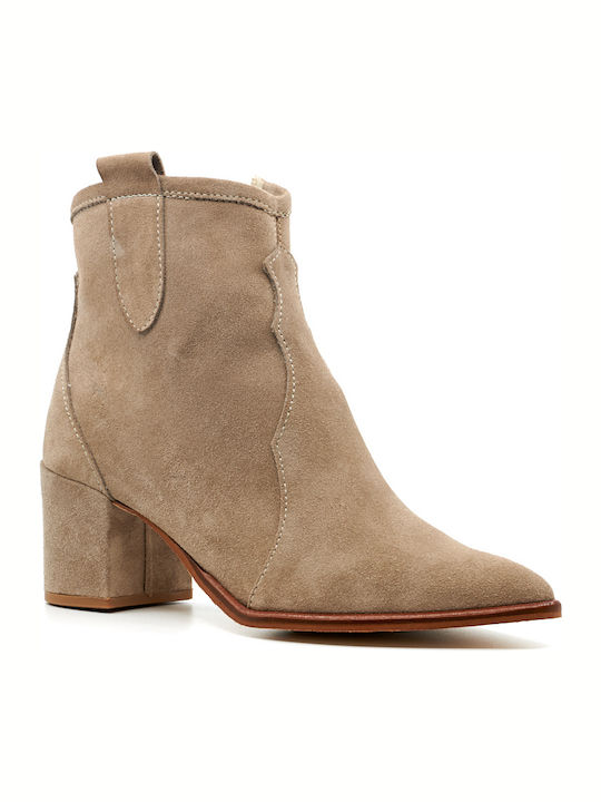 Papistas Suede Women's Ankle Boots Beige