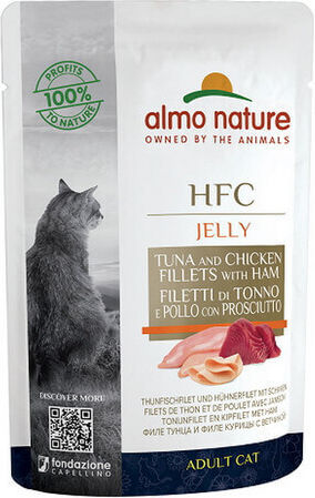 Almo Nature HFC Wet Food for Adult Cats in Pouches with Chicken and Tuna Gluten-Free 55gr