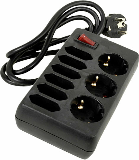 REV Power Strip with Surge Protection 3 Positions with Switch and Cable 1.4m