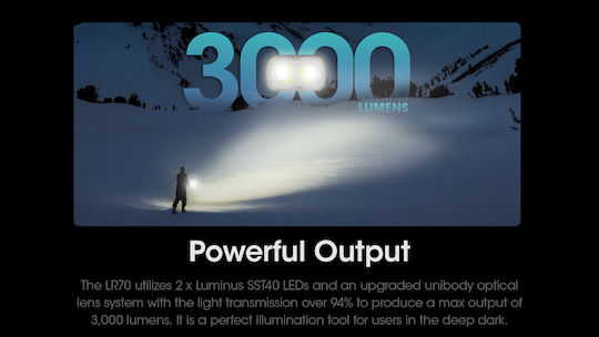NiteCore LED с Максимална Яркост 3000лм LR70 Черен