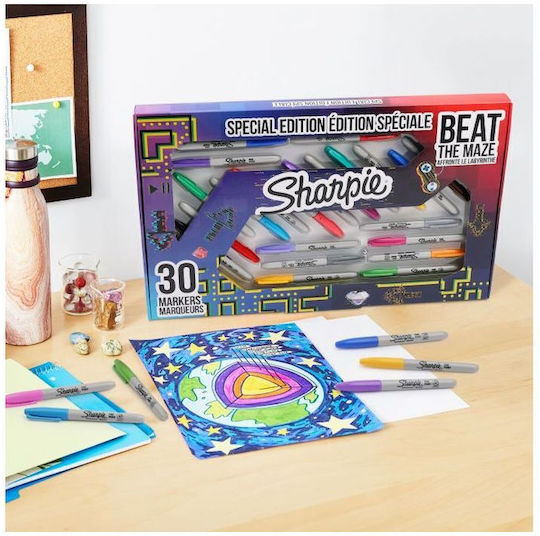 Sharpie Markere Permanente 1mm Multicolor 30buc