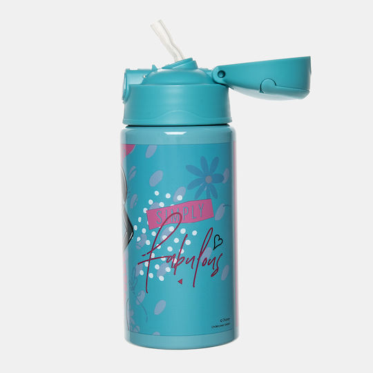 Gim Flip Kids Water Bottle Minnie Aluminium with Straw Fuchsia 500ml