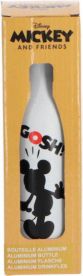 Disney Mickey Mouse Παιδικό Παγούρι Mickey Αλουμινίου με Βιδωτό Καπάκι Non Spill Λευκό 600ml