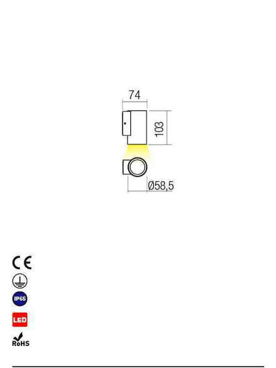 Redo Group Wandmontiertes Außen-Spotlight LED IP65 3W mit Warmweiß Licht