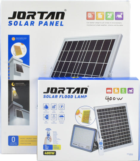 Jortan Waterproof Solar LED Floodlight 400W Cold White 6500K with Remote Control IP66