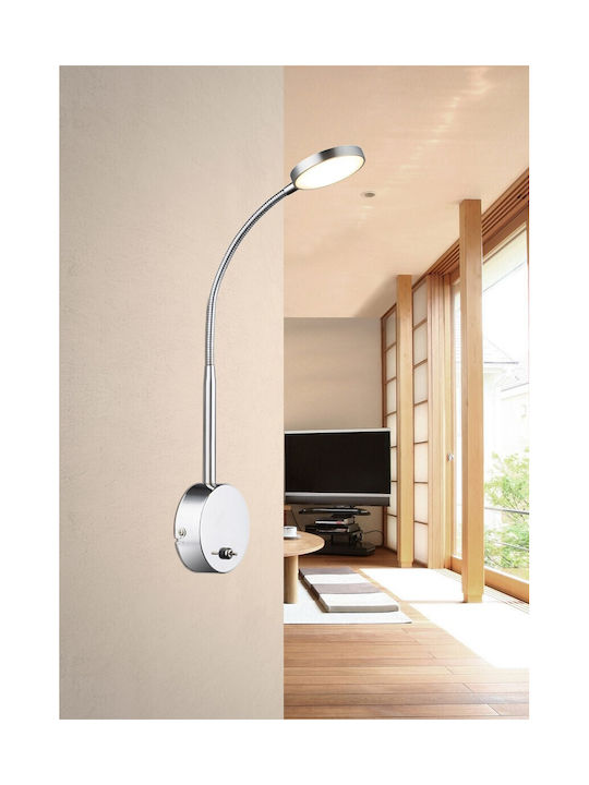 Globo Lighting Pegasi Classic Wall Lamp with Integrated LED and Warm White Light Silver Width 30cm