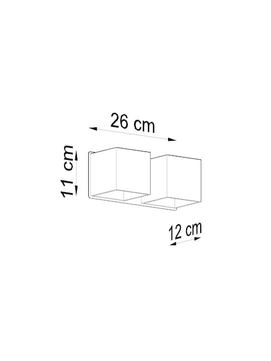 Sollux Quad 2 Modern Lamp Wall Gray 26x14x14cm