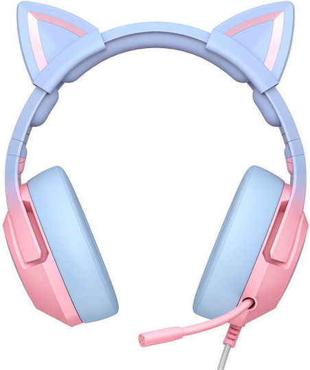 Onikuma K9 Over Ear Gaming Headset με σύνδεση 3.5mm / USB Pink/Blue