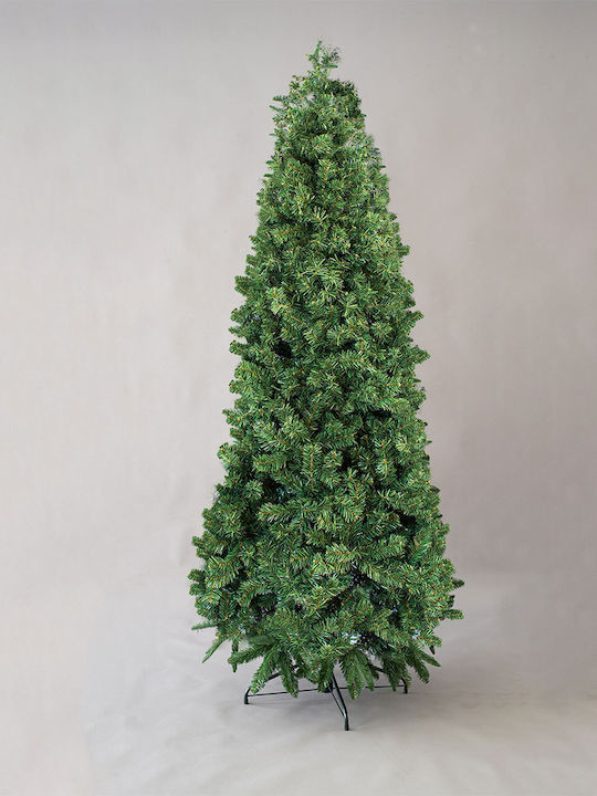 Pvc Christmas Slim Green Tree with Metallic Base H210cm