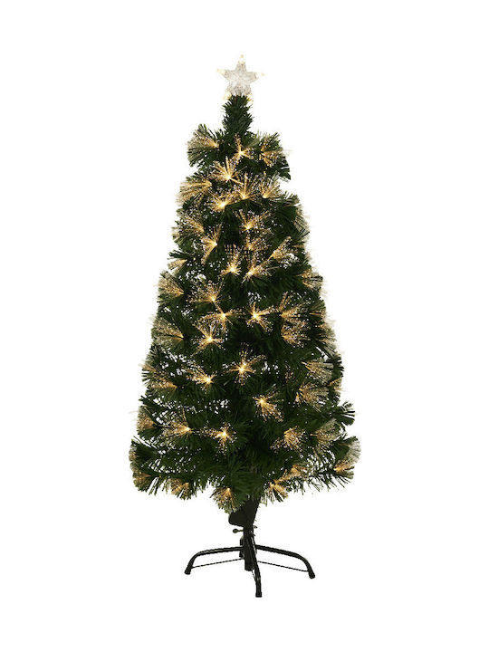 Christmas Green Tree with Metallic Base, Built in Branches and Optical Fibers Lighting H90pcs